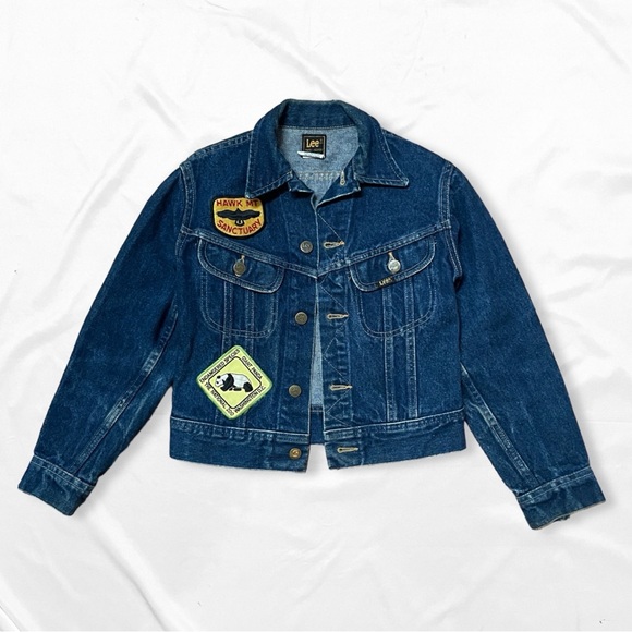 Vintage 80s Patched Lee Jean Jacket - Picture 1 of 12